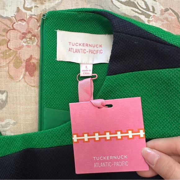 NEW NWT Tuckernuck x Atlantic-Pacific Kelly Green Navy Stripe Emma Blouse Large - Picture 8 of 9